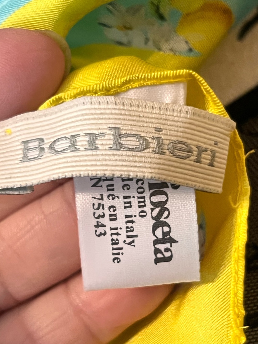 Barbieri Aqua and Yellow lemonSilk-Feel made Italy Neck Scarf 10X10 - Picture 10 of 10